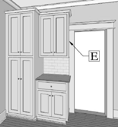 - or - Cabinet depth should be less than adjacent wall to receive crown in full plus 1 / 2 - see below.