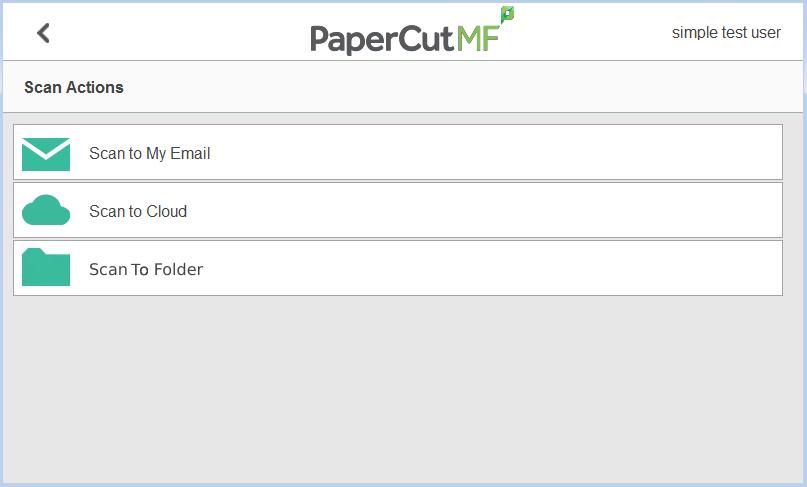 The PaperCut MF Scan screens: Copyright
