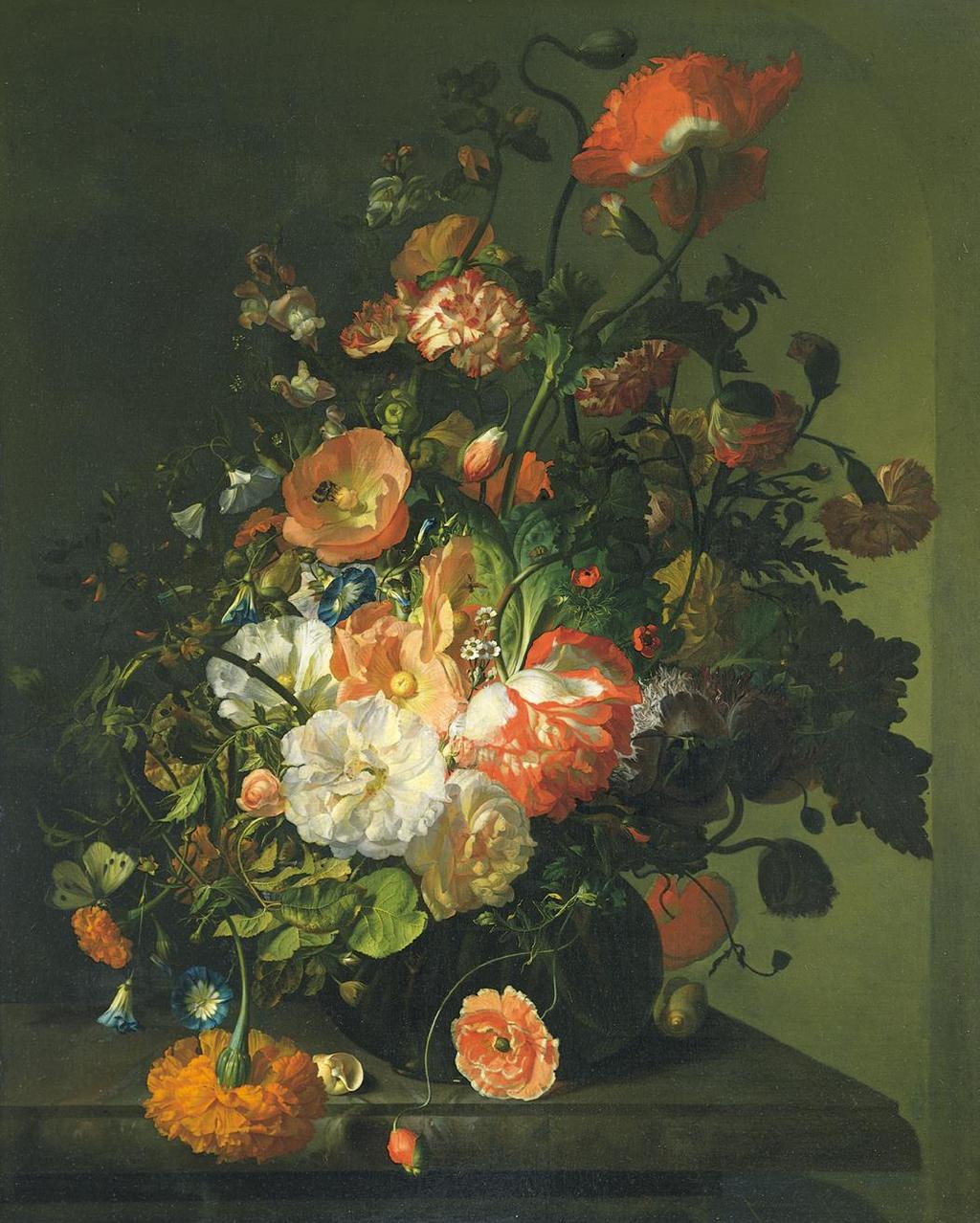 Figure 25-23 RACHEL RUYSCH, Flower Still Life, after 1700. Oil on canvas, 2 5 3/4 x 1 11 7/8.