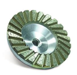 Cup Wheels & Grinding Products COSMOS TURBO CUP WHEEL Used for heavy stock removal of natural stone. Turbo pattern ensures evacuation of debris and cooling. Excellent value! 5/8-11 standard thread.