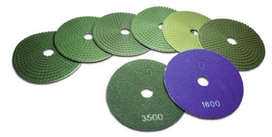 Polishing Pads & Belts CERAMICA TF FOR TEXTURED FINISHED Create Textured Finishes on Engineered Stone / Quartz Surfaces. Flexible Disc reaches tight corners comfortably! Color 31016770 TF pos.