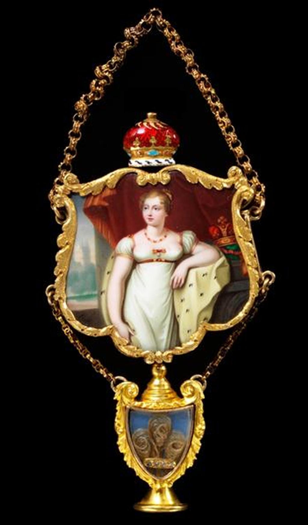 SECTION 2 DESIGN STUDIES (continued) Mourning pendant designed by C Jones (1817) Materials: gold, enamel, diamonds and hair.
