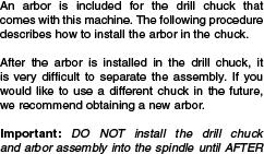 Tapping drill chuck/arbor on block of