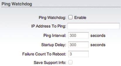 Ping Watchdog Enables use of Ping Watchdog. IP Address To Ping Specify the IP address of the target host to be monitored by Ping Watchdog.