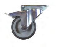 PP-125 Swivel 100mm diameter castor with top plate Materials: Steel fork with rubber wheel.