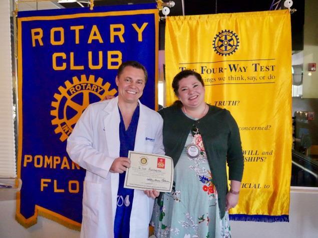 Squeeky Car Wash Gift Card for the Cleft Palate Project and actually received a high bid of $100.00 from visiting Rotarian, Todd Moritz.