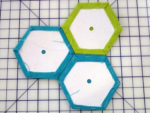 12. Continue joining the hexagons using this technique. 13.