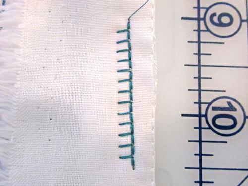 6. Start at a corner and use the decorative stitch to