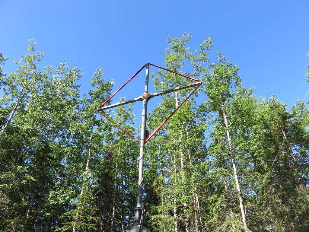 Figure 13 ~ Completed loop antenna installation ready for service. Upper: Loop antenna against a background of quaking aspen trees.