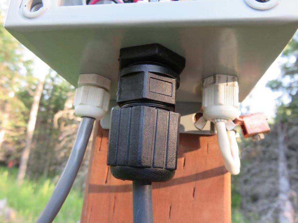 Lower: Cable glands prevent water from entering the junction box.