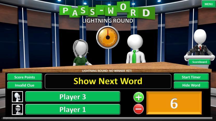 to earn even more total points (see above popup message). THE LIGHTNING ROUND: Above we are looking at the Lightning round.