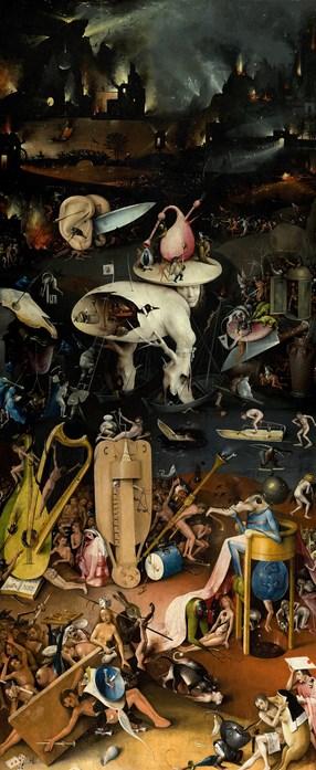 Detail from The Garden of Delights, Hieronymus Bosch, 1503 The paintings of Hieronymus Bosch show more of an approach of careful attention to detail, together with a religious theme.