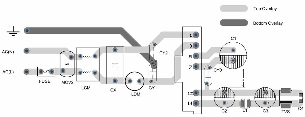 EMC RECOMMENDED CIRCUIT can use MORNSUN ' s FC-L01DV1 LCM LDM CY1 14 TVS C4 RL CX CY2 5 AC-DC C2 C3 7 12 CY0 (Figure 3):Recommended circuit for applications which require higher EMC standard EMC