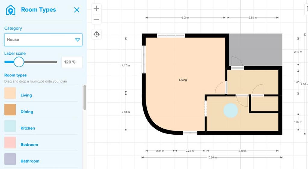 6h Build: Roomtypes A floorplan with roomtypes