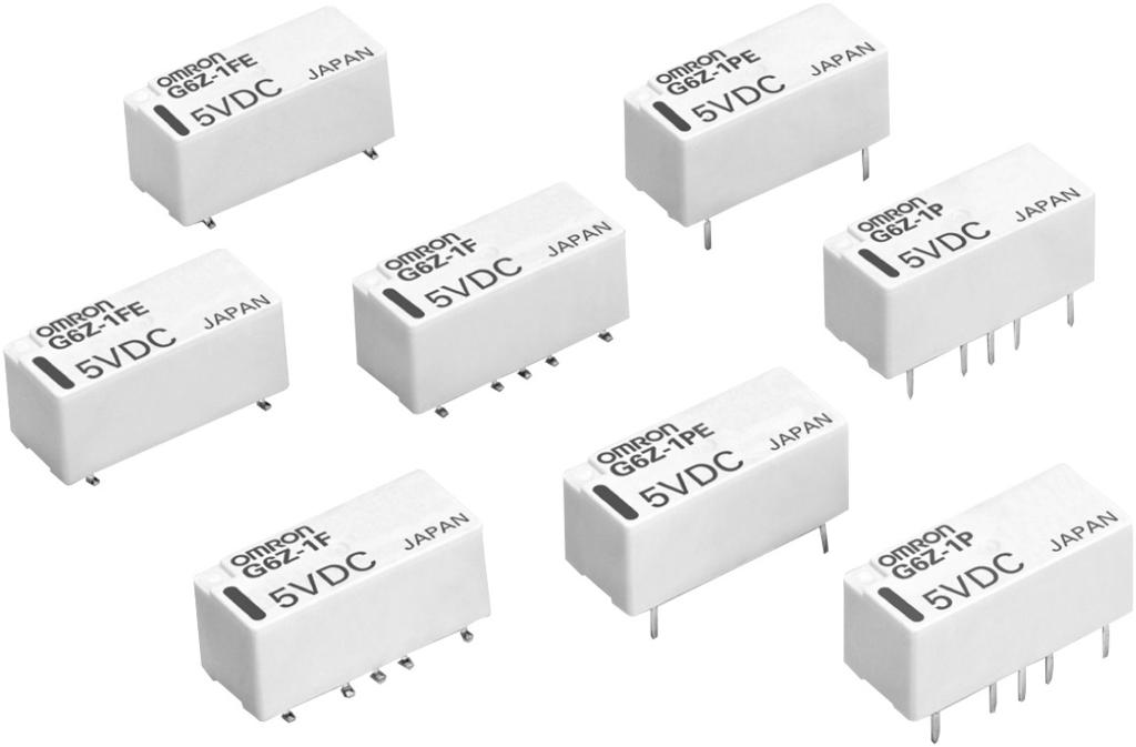 High-frequency Relay G6Z Miniature 2.6-GHz-Band, PDT, High-frequency Relay uperior high-frequency characteristics include an isolation of db, insertion loss of.5 db, and V..W.R. of.5 at 2.6 GHz.
