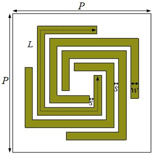 24 Liu, Wang, and Dong spiral [15] is another kind of spiral lines which is studied in other antenna forms but has never been used in reflectarray.