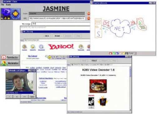 Figure 3: Tele-collaboration through groupware. Object in shared desktop Collaborator A Collaborator B (a) The JASMINE multimedia telecollaboration system (Oliveira et al., 2003).