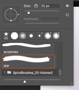 Step 19 Create a NEW LAYER and name it STAR. Select the paint brush and look in the brushes - close to the bottom for the star brush we created in the Avatar tutorial.
