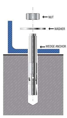 SPECIALTY FASTENERS METAL ANCHORS TO WOOD ST Wedge anchor is carbon steel with zinc plating.