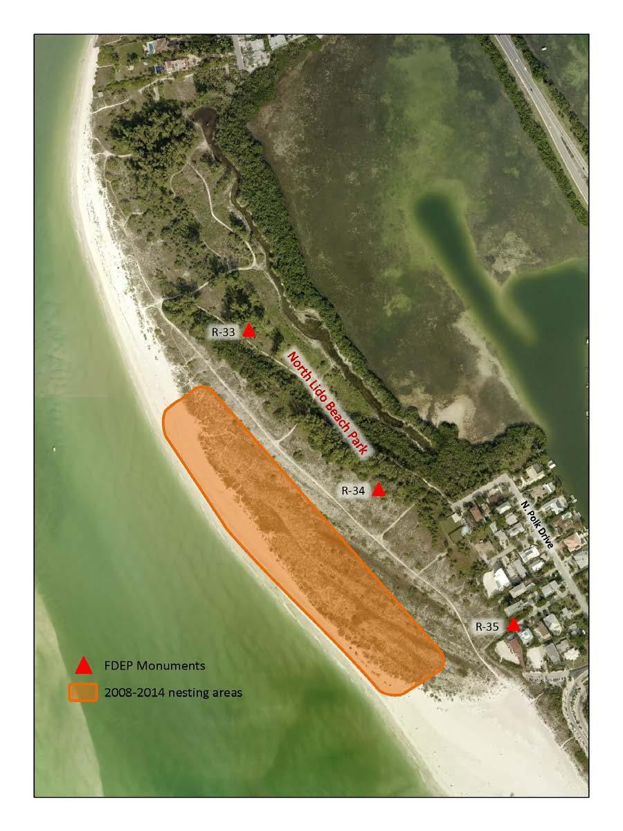 Lido Key Areas on north Lido Key used by