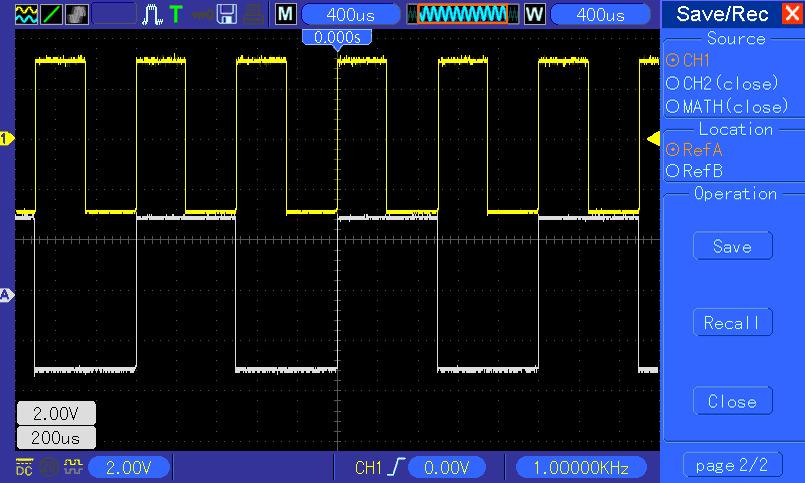 Basic Operation Recall Recall the oscilloscope settings stored in the location selected in the Setup field. Push the Default Setup button to initialize the oscilloscope to a known setup.