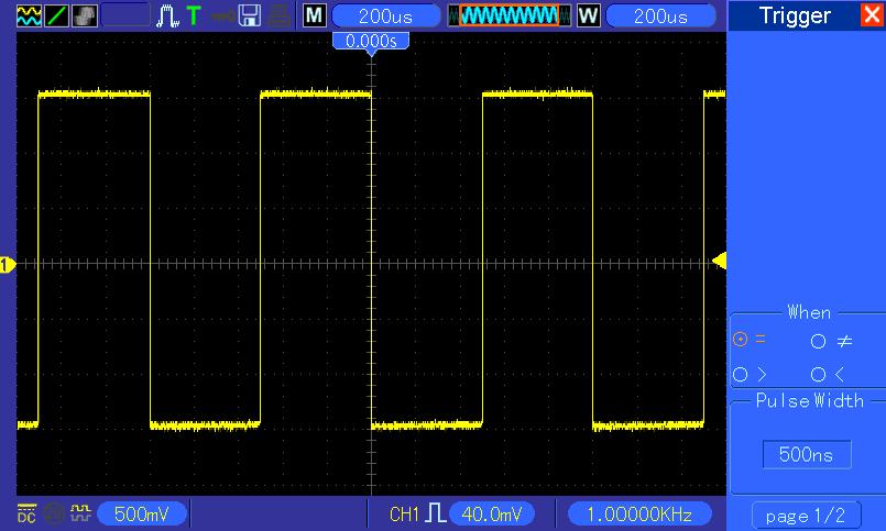 Application Examples 2. Push the AUTOSET button to trigger a stable waveform display. 3. Push the Single Cycle option button in the Autoset menu and read out the signal pulse width. 4.