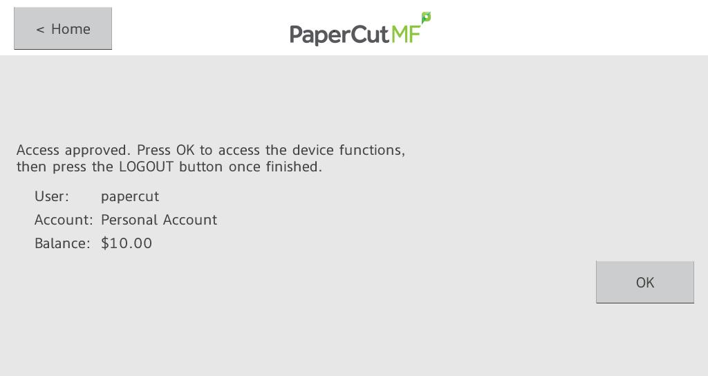 4. Once completed copying press the LOGOUT button on the device to return to the Login screen.