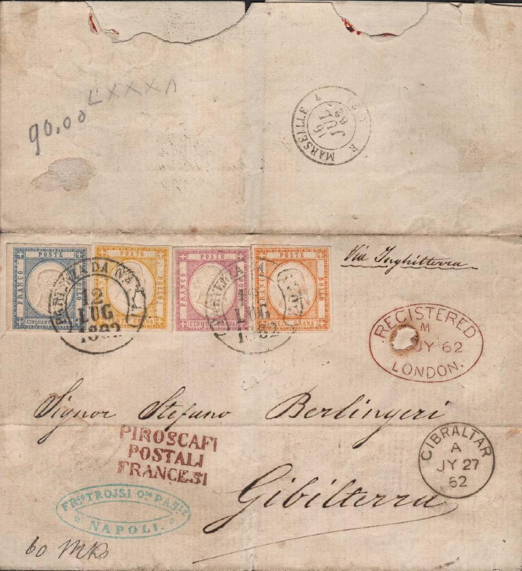 2 baj @ 200 Neapolitan Provinces 1861 Used stamps