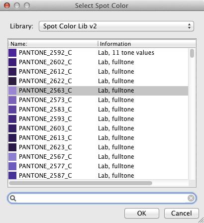 4. If the spot color name was not found, you have the possibility of specifying an Alias. To do so, choose the Select... button. 5. The Select Spot Color dialog opens.