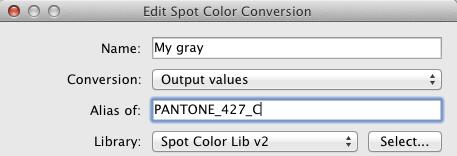 Note: If the color selected as the alias has already been created in the table, exactly the same color conversion is used as set up there.