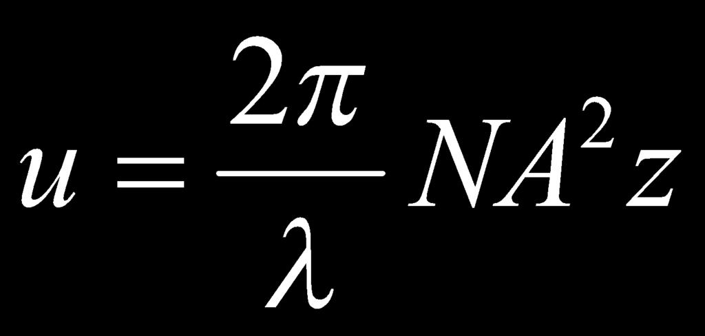 where is the wave - length of the light source; z is the vertical distance; and is the numerical aperture.