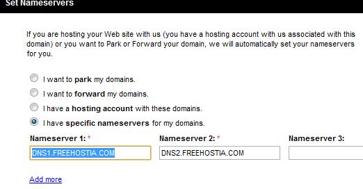 Click on My Account,Under My Products, Click Domains,Domains Manager Select you domain and click nameserver,set nameserver Click : I have specific nameservers for my domains.
