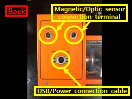 [4] Magnetic sensor range/optic sensor selection switch located at the top face of the sensor shift driver can be set to one of 5G 50G 500G OPT positions, and zero adjustment knob (ZERO ADJ) located