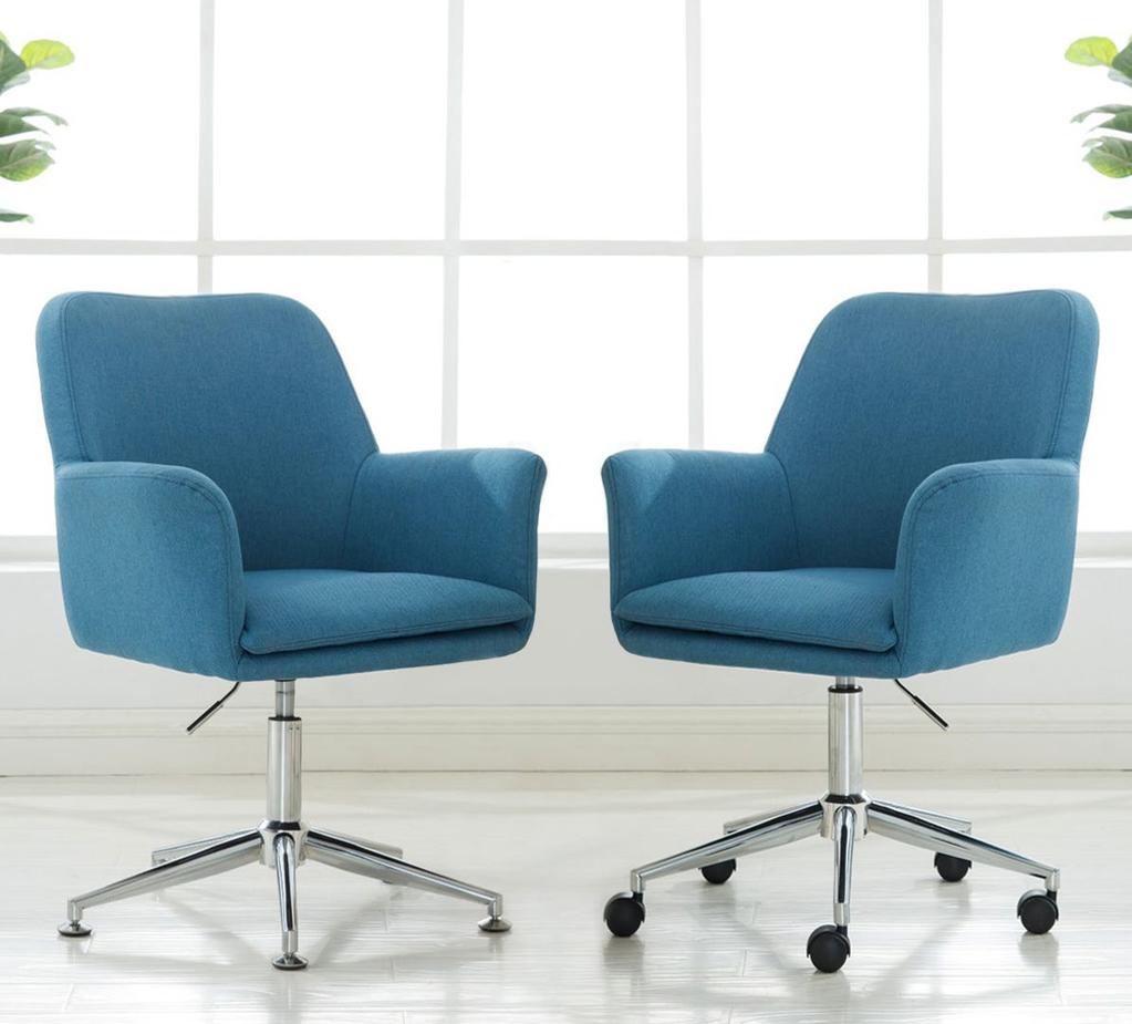 Not your typical office chair, this design features a thickly padded cushion and arms to provide extra comfort for those long hours at the office or at home.