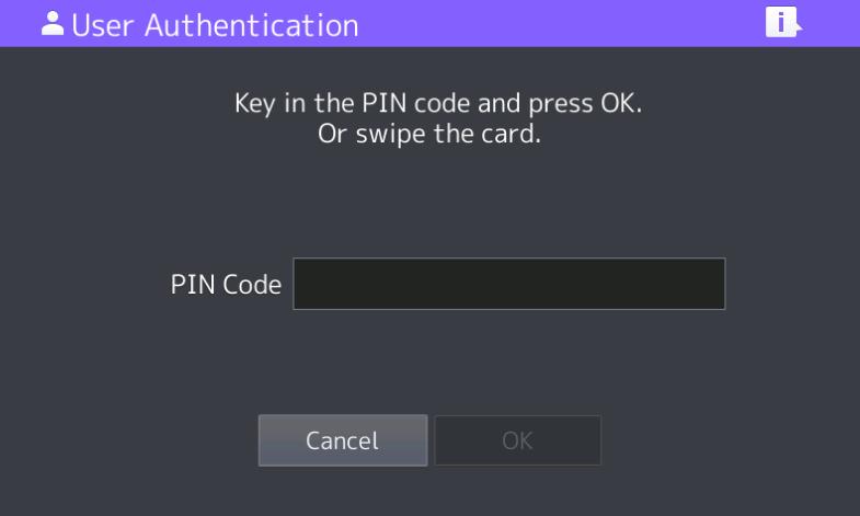 Toshiba PIN Input is used to enter the Identity Number for PaperCut After the user is authenticated they are either taken straight to the copier screen or the Embedded Web Browser (EWB) screen (if