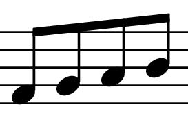 Quarter notes indicate that the tone should be played for one quarter of the duration of a whole note (1 beat in common time). The quarter note is a half note with the center filled in.