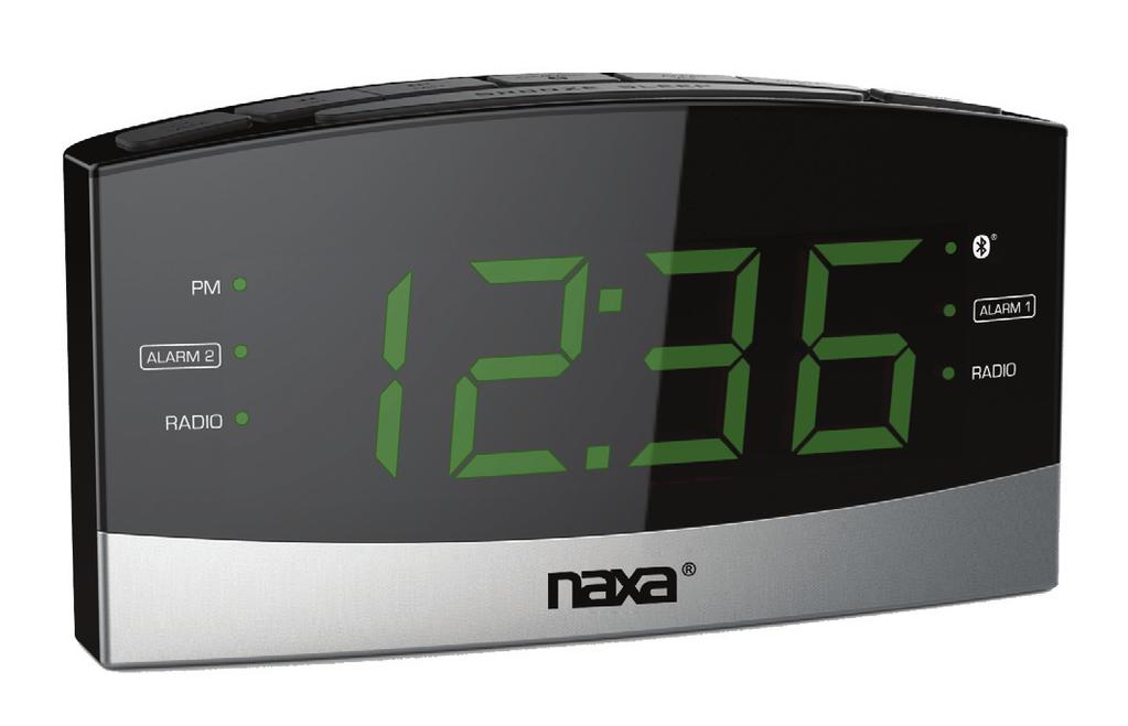 Easy-Read Dual Alarm Clock with Daily Repeat, Bluetooth, and USB Charge Port