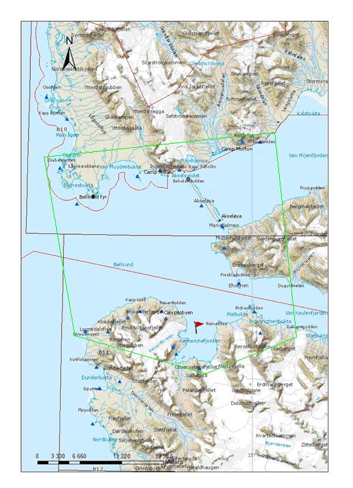 Page 85 Figure 11-2 Overview of sea bird locations in Recherchefjord and surrounding areas.