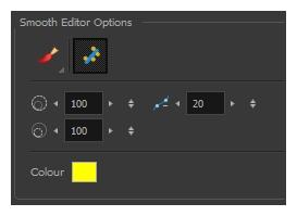 Harmony 15.0 Paint Reference Guide Smooth Editor Tool Properties When you select the Smooth Editor tool, its properties and options appear in the Tool Properties view.