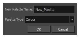 Harmony 15.0 Paint Reference Guide Create Palette Dialog Box The Create Palette dialog box allows you to create a colour palette for your scene.