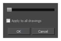 Chapter 1: Dialog Boxes Remove Hair Dialog Box The Remove Hair dialog box lets you remove any small strokes created in the Colour Art layer from very thick lines or filled zones.