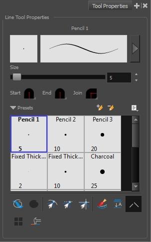Chapter 2: Tools Properties Line Tool Properties When you select the Line tool, its properties and options appear in the Tool Properties view.