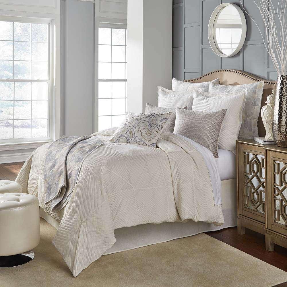 CORSO The Corso Bedding Collection A delicate and airy bedding collection with a modern twist, handcrafted in soft cotton sateen with all-over abstract pintuck pleats; accented with