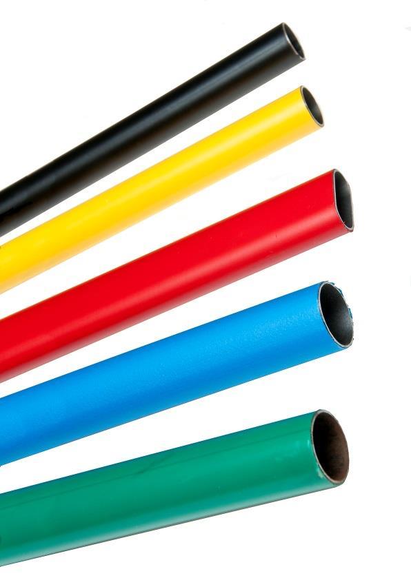 Plastic Coated Welded Tubes Various Colours Plastic coated finish on welded steel tubes manufactured to DIN 2394.