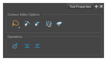 The Contour Editor tool allows you to select a contour or point, and change the position of points, add and remove points from the shape, rotate, lengthen and shorten curve handles to influence the