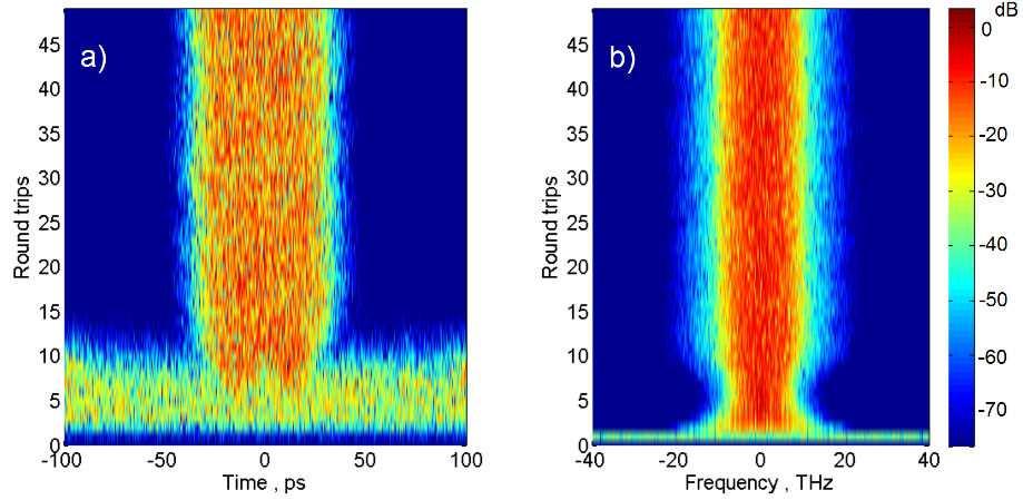 216 Fiber Laser In order to understand NLP formation, we have simulated the buildup dynamics of the laser cavity in the figure with a repetition frequency of 31.5 MHz [14].