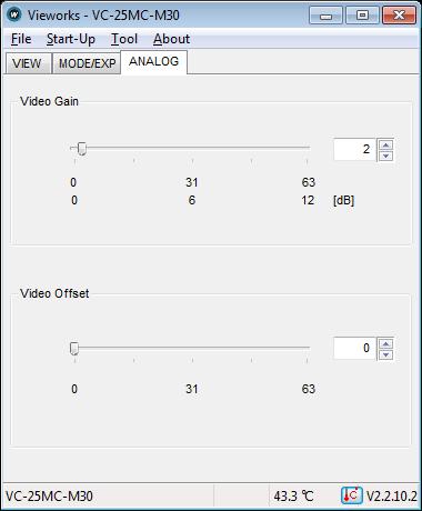 10.3.3 ANALOG Tab ANALOG tab allows you to set gain and offset settings of the image.