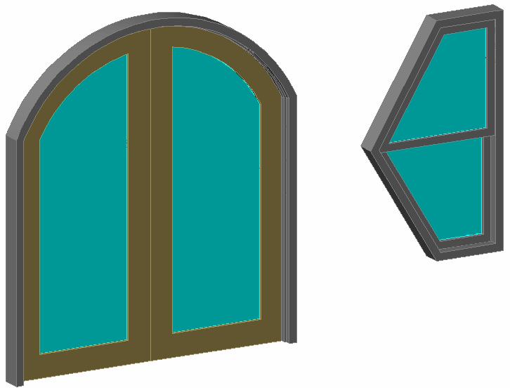 You can also select the type of door or window this style will be assigned. For the door, you ll notice the internal plines were filled with a glass component automatically by ADT.