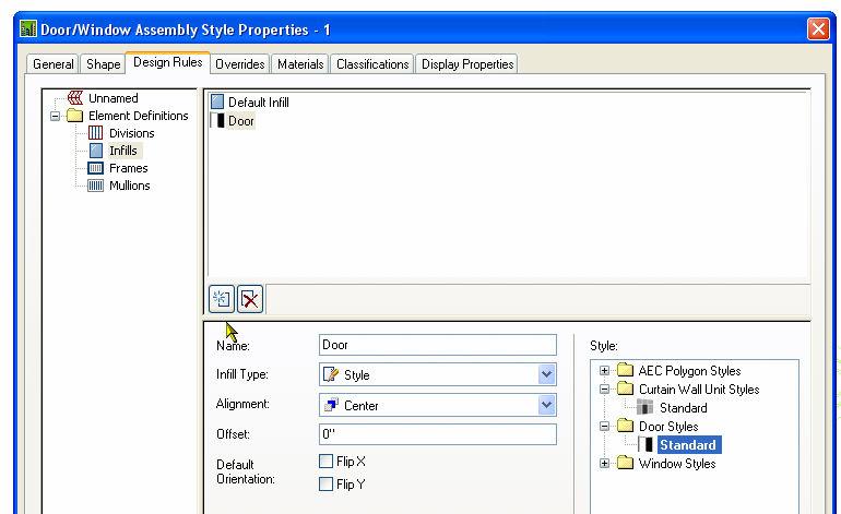 Select infills in the list, and choose the Add New Infill button as shown by the cursor in the caption. For the infil type, choose Style.