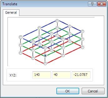 The part can be repositioned to its minimum, centre or maximum position by using a graphical tool that consists of a grid of 27 points.